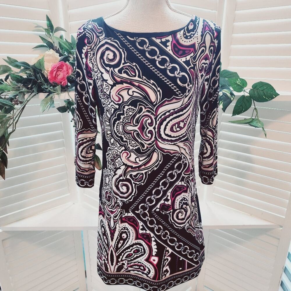 WHITE HOUSE BLACK MARKET PAISLEY BLACK / CRANBERRY SIZE SMALL